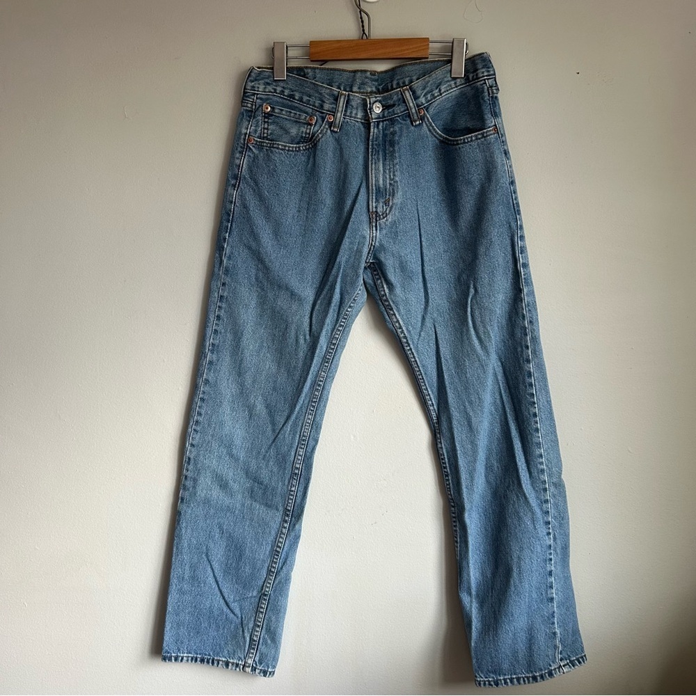 Levi’s 505 Mid Rise Straight Leg Blue Denim Jeans Light Wash Y2K Unisex